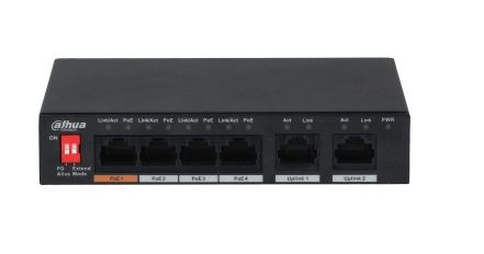 PoE Switch DAHUA, 4-portni, unmanaged, 60W, 250m