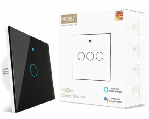 MOES Smart Switch, ZigBee, 1G, N+L, crni